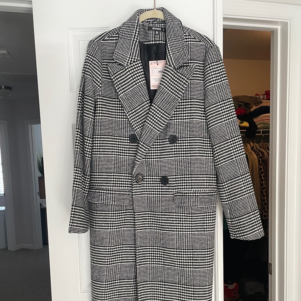 Missguided Houndstooth Maxi Coat